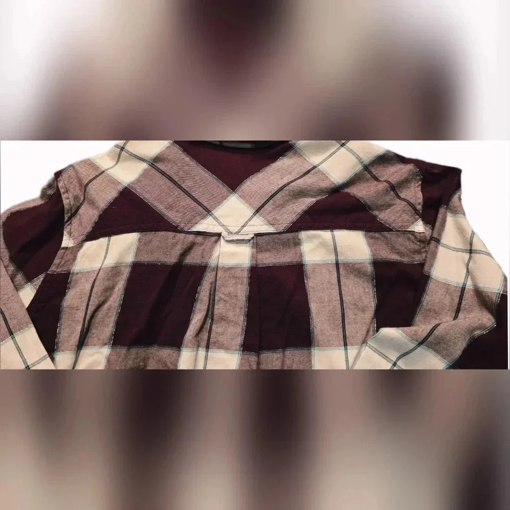 Sonoma Goods For Life®, Size L, Everyday Flannel Shirt Purple Plaid - Picture 13 of 14